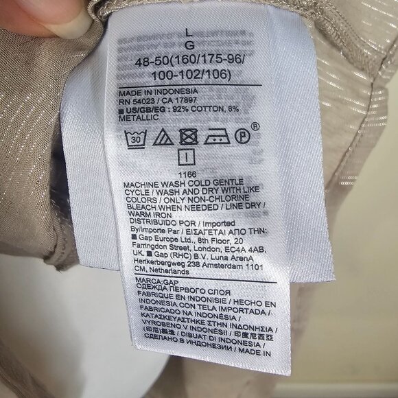 Gap The Big Shirt Oversized Button Up Blouse Sz L Metallic Stripes Lagenlook - Picture 6 of 10